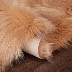 Luxurious Fluffy Area Carpet Bedroom Furry Carpet Faux Fur Sheepskin Nursery Carpet Children Room Blanket Living Room Home Decor Floor Mat (50X150cm, Brown)