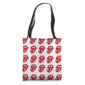 official rolling stones classic repeat tongue white tote bag