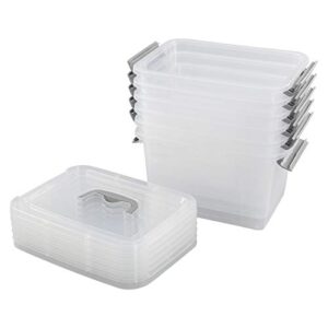 leendines 5 quart storage box with lid, 6 packs small plastic box tote bin