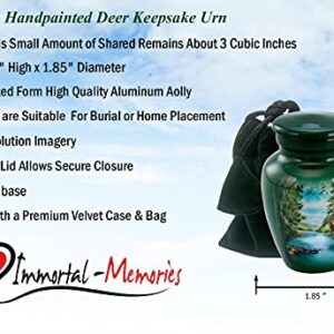 Deer Keepsake Urn, Deer Token Urn for Ashes, Hunting Urn, Mini Buck Urn, Hand Painted Memorial Mini Jar, Handmade Minature Forest Urn with Velvet Case & Bag (Keepsake)