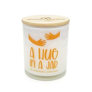 a hug in a jar candle -i miss you scented candle for the one you love. ideal thoughtful uplifting healing gift for lover, best friends. father’s day, valentine’s day gift (lavender vanilla, 10oz)