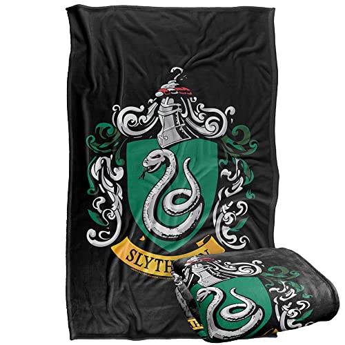 Harry Potter Slytherin Crest Black Silky Touch Super Soft Throw Blanket 36" x 58",Slytherin Crest