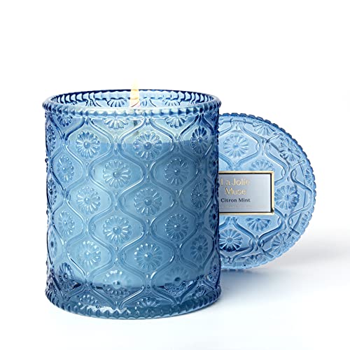 LA JOLIE MUSE Lemon Candle, Scented Candles Gifts for Women, Citrus Mint Candles for Home Scented, Spring Candle, 55 Hours Long Burning