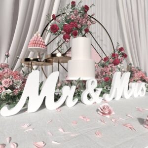 viopvery mr and mrs sign for wedding table,large wooden letters mr & miss signs for sweetheart table,photo props wedding decorations for anniversary,white