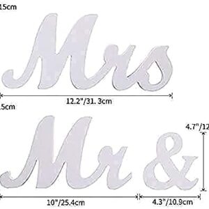 VIOPVERY Mr and Mrs Sign for Wedding Table,Large Wooden Letters Mr & Miss Signs for Sweetheart Table,Photo Props Wedding Decorations for Anniversary,White