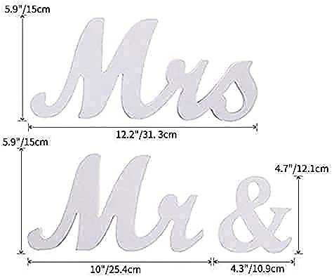 VIOPVERY Mr and Mrs Sign for Wedding Table,Large Wooden Letters Mr & Miss Signs for Sweetheart Table,Photo Props Wedding Decorations for Anniversary,White