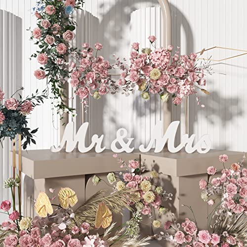 VIOPVERY Mr and Mrs Sign for Wedding Table,Large Wooden Letters Mr & Miss Signs for Sweetheart Table,Photo Props Wedding Decorations for Anniversary,White