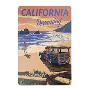 Retro Tin Sign California Vintage Metal Sign for Wall Poster for Home Kitchen Bar Coffee Shop 12x8 Inch