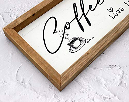 Wartter 16.2x6.4 inches Wood Framed Coffee Bar Sign -Love is Brewing Wall Art Decor