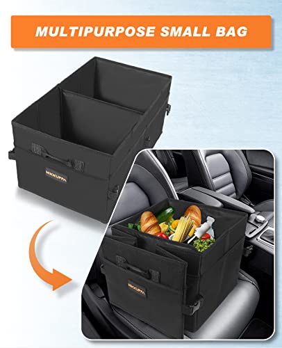 MIKKUPPA Car Trunk Organizer - Suv Trunk Organizer Oxford Material Car Trunk Organizer Trunk Storage Box with Handle, Multi-Compartment Foldable, for SUV Auto Truck Van with Non-Slip Bottom (Black)