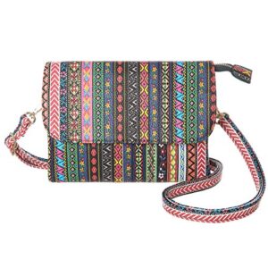 minicat inicat small crossbody purse built in wallet crossbody bags pocketbooks for women(ethnic style,small)