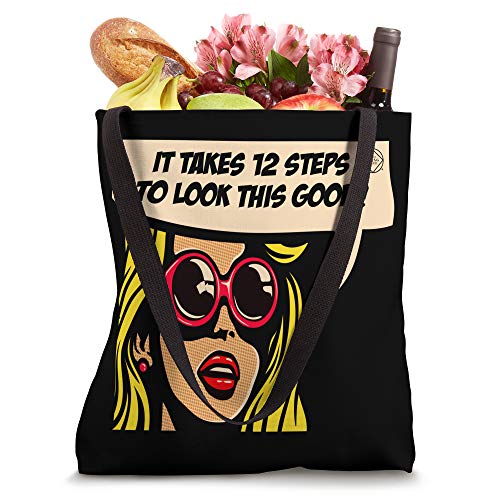 12 Steps To Look This Good Pop Art Narcotics Anonymous Gifts Tote Bag