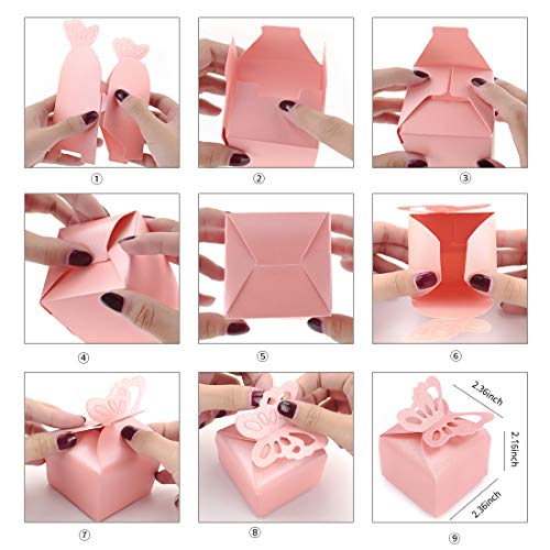 Kslong 50pcs Purple Butterfly Favor Boxes Girl Baby Shower Butterfly Candy Box Decoration Party Birthday Wedding Small Gift Boxes (Purple)