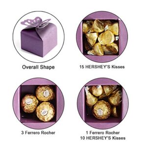 Kslong 50pcs Purple Butterfly Favor Boxes Girl Baby Shower Butterfly Candy Box Decoration Party Birthday Wedding Small Gift Boxes (Purple)