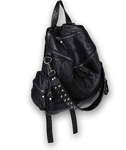 Ro Rox Calamity Womens PU Punk Gothic School Uni Studded Backpack - Black