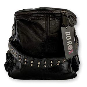 Ro Rox Calamity Womens PU Punk Gothic School Uni Studded Backpack - Black