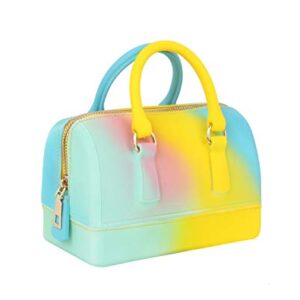 Rainbow Jelly Bag Mini Satchel Crossbody Women Purse Handbags by Soulfina (Multi-M)