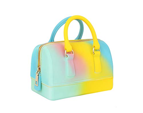 Rainbow Jelly Bag Mini Satchel Crossbody Women Purse Handbags by Soulfina (Multi-M)