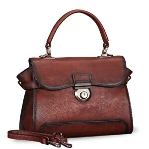 genuine leather satchel crossbody bags for women handmade vintage top handle handbags purses (coffee) one size