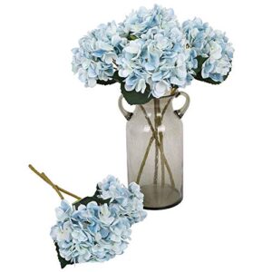 kisflower 6pcs blue flowers silk hydrangea artificial flowers realistic hydrangea flowers bouquet for wedding party office home decor (blue)