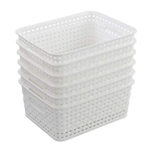 farmoon white plastic basket, small storage baskets, 6 packs