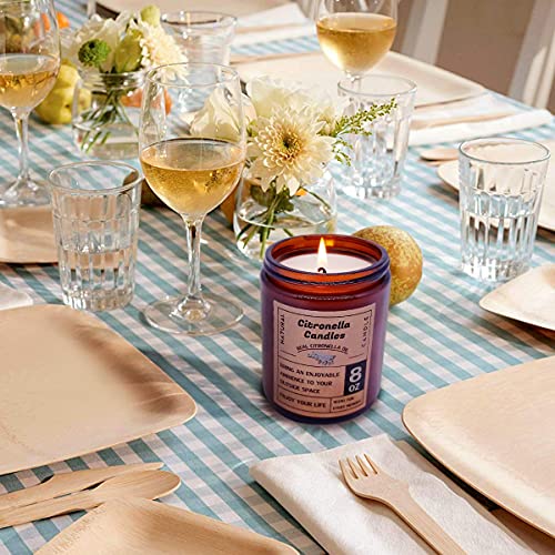 Citronella Candles Outdoor in Glass Jar 8.0oz Soy Wax Scented Candles for Home Patio Balcony, Set of 2