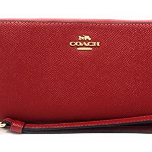 Coach Women's Long Zip Around Wallet (Crossgrain Leather, Gold - 1941 Red)