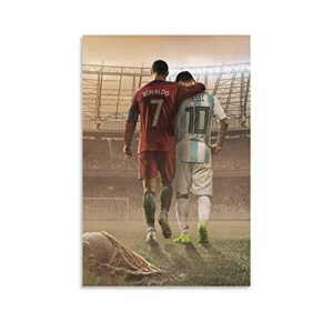 nbhyk cristiano ronaldo and lionel messi poster frames poster board wall art prints canvas painting for room aesthetic decor ready to hanging 12×18 poster