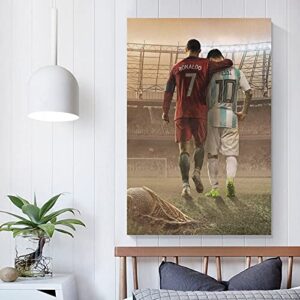 NBHYK Cristiano Ronaldo And Lionel Messi Poster frames poster board Wall Art Prints Canvas painting for room aesthetic Decor ready to hanging 12x18 poster