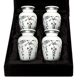 white keepsake urns for ashes – mini urns for human ashes set of 4 with premium box – handcrafted white urns – honor your loved one with mini cremation urns – small urns set for adult male & female