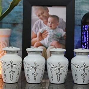 White Keepsake Urns for Ashes - Mini Urns for Human Ashes Set of 4 with Premium Box - Handcrafted White Urns - Honor Your Loved One with Mini Cremation Urns - Small Urns Set for Adult Male & Female