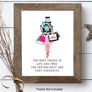 Glam Luxury Fashion Design Quote - Couture Fashionista Wall Art Decor Poster Print - 8x10 Gift for Women, Bathroom, Teens Room, Girls Bedroom