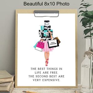 Glam Luxury Fashion Design Quote - Couture Fashionista Wall Art Decor Poster Print - 8x10 Gift for Women, Bathroom, Teens Room, Girls Bedroom