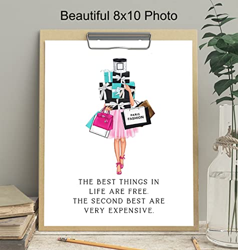 Glam Luxury Fashion Design Quote - Couture Fashionista Wall Art Decor Poster Print - 8x10 Gift for Women, Bathroom, Teens Room, Girls Bedroom