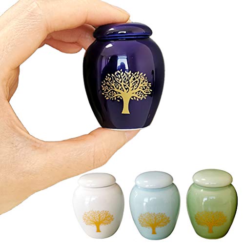 Mini Cremation Urns for Human Ashes Set of 4 - Tree of Life Small Keepsake Urns - Ceramic Adult Dog Cat Ashes Holders Miniature Memorial Funeral Urn for Sharing Ashes