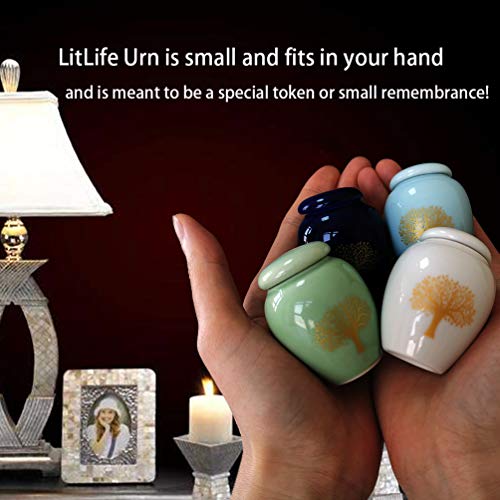 Mini Cremation Urns for Human Ashes Set of 4 - Tree of Life Small Keepsake Urns - Ceramic Adult Dog Cat Ashes Holders Miniature Memorial Funeral Urn for Sharing Ashes