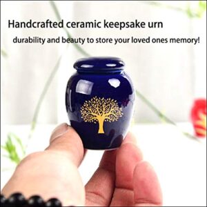 Mini Cremation Urns for Human Ashes Set of 4 - Tree of Life Small Keepsake Urns - Ceramic Adult Dog Cat Ashes Holders Miniature Memorial Funeral Urn for Sharing Ashes