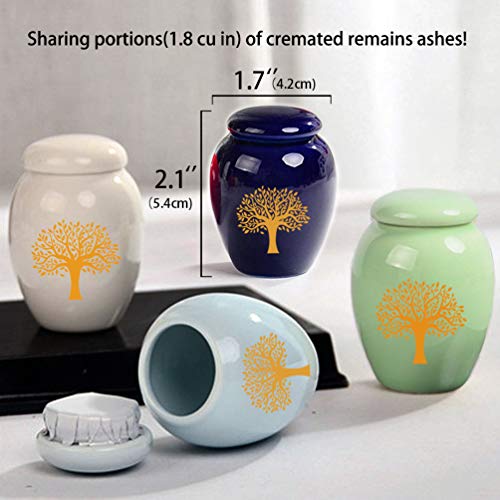 Mini Cremation Urns for Human Ashes Set of 4 - Tree of Life Small Keepsake Urns - Ceramic Adult Dog Cat Ashes Holders Miniature Memorial Funeral Urn for Sharing Ashes