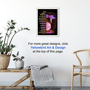 Black African American Girl Wall Art & Decor - Black Art - Positive Affirmations - Christian Bible Verses - Inspirational Positive Quotes - Pink Little Girls Bedroom Decor - Toddler Girls Bedroom