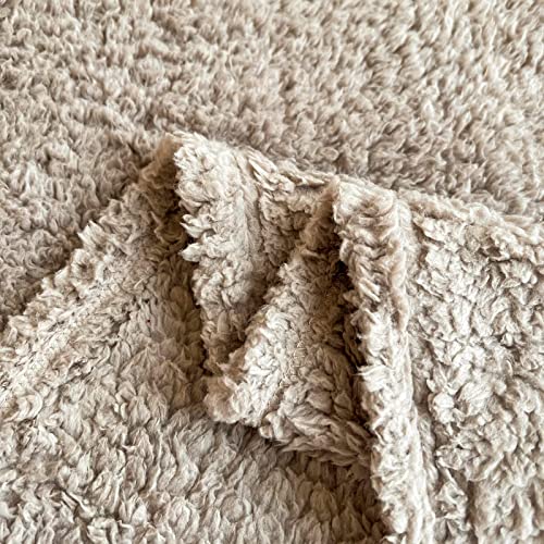 GONAAP Sherpa Fleece Throw Blanket Plush Fluffy Cozy Lightweight Blanket for Bed Sofa Couch Travel(Twin(60"x80"), Taupe)