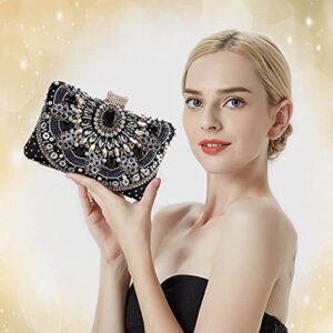 Yokawe Womens Rhinestone Evening Clutch Bags Beaded Sequin Purse Crystal Wedding Party Prom Handbag