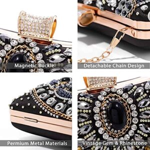 Yokawe Womens Rhinestone Evening Clutch Bags Beaded Sequin Purse Crystal Wedding Party Prom Handbag