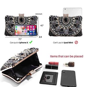 Yokawe Womens Rhinestone Evening Clutch Bags Beaded Sequin Purse Crystal Wedding Party Prom Handbag