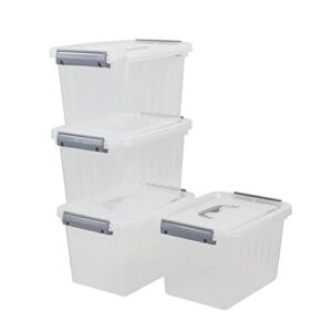 annkkyus 4-pack 6 l plastic storage bin with lid, clear plastic boxes