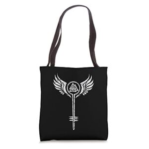 valkyrie symbol, odin valknut, shieldmaiden, viking, warrior tote bag