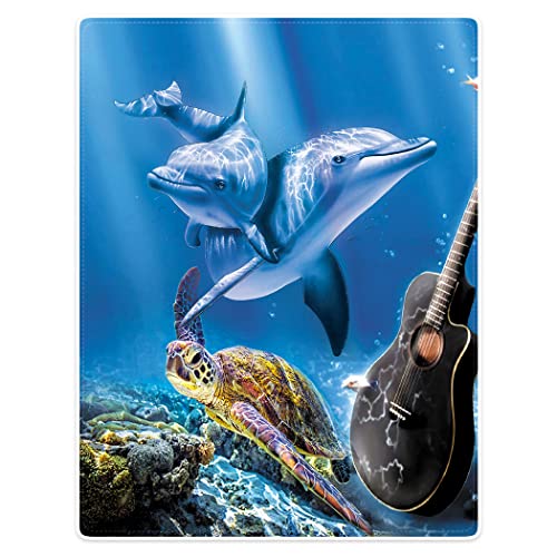 TSlook Soft Warm Blankets Sofa Bed Throw Turtle Dolphin Guitar Ocean 50 x 80 inch