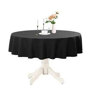 romanstile round tablecloth – waterproof stain resistant washable polyester table cloths decorative table cover for kitchen/dining/wedding/parties (black, 60 inch)