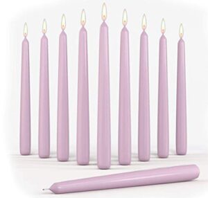 set of 10 dinner taper candles 10 inch unscented tall dripless candlesticks bulk for wedding restaurant home decoration spa church smokeless vegan – pink