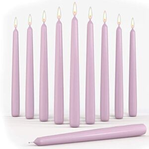 Set of 10 Dinner Taper Candles 10 Inch Unscented Tall Dripless Candlesticks Bulk for Wedding Restaurant Home Decoration Spa Church Smokeless Vegan - Pink