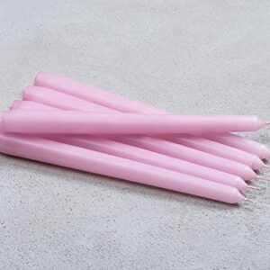 Set of 10 Dinner Taper Candles 10 Inch Unscented Tall Dripless Candlesticks Bulk for Wedding Restaurant Home Decoration Spa Church Smokeless Vegan - Pink